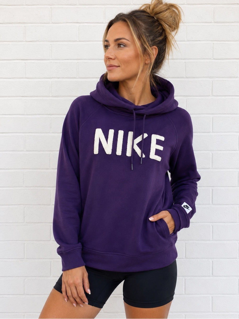 Nike Funnel Neck Hooded Sweatshirt Women’s Fleece Purple Size Medium